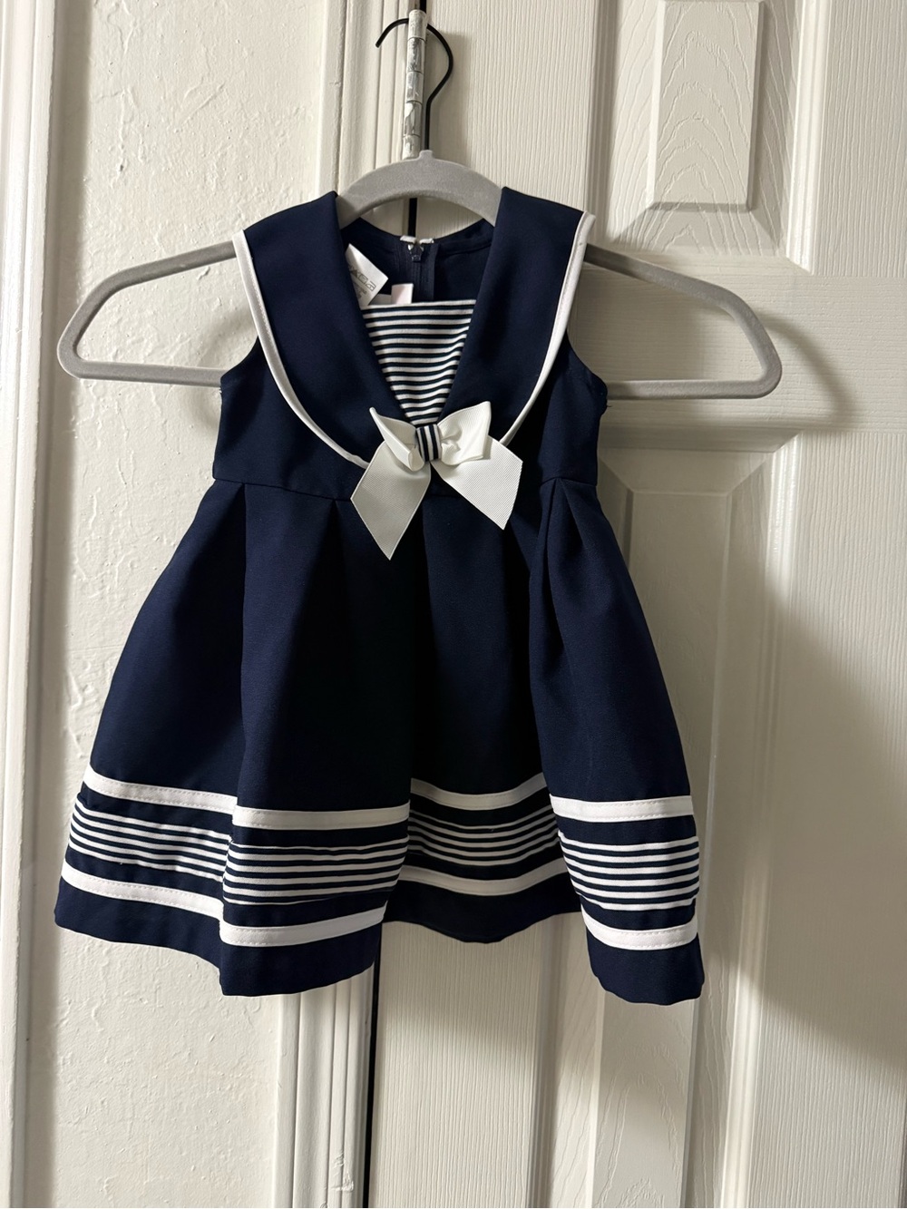 Bonnie Baby Toddler Girls Nautical Sailor Dress with White Bow - Size 24months